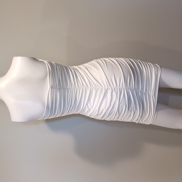 SHEIN White Strapless Bodycon Ruched Mini Dress Size Small - Picture 5 of 9
